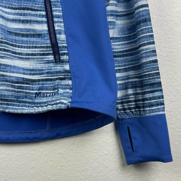 Marmot Muse Jacket Women's‎ M Hooded Full Zip Striped Blue Lavender Wind Breaker - Picture 10 of 14